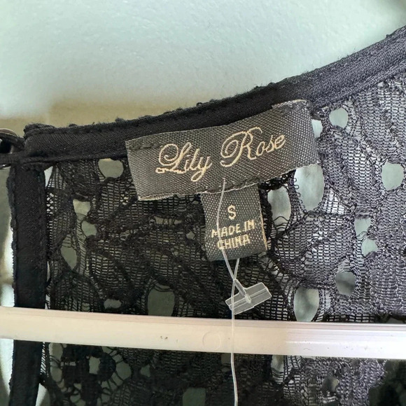 Lily Rose Woman’s NWT Black Dress Size Small Lace on Neckline - Picture 3 of 7
